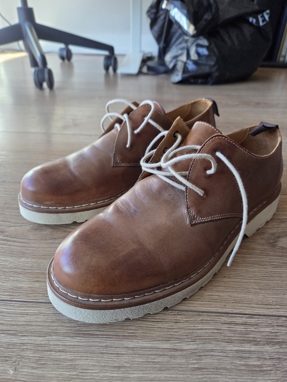 Frank And Oak Leather Derby Shoes - Brown